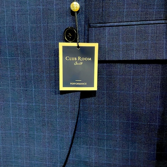 Club Room Mens Suit Blue 42R coat 36W pants with 32 inch inseam. NWT - Picture 2 of 7